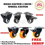 2 Inch Castor Caster Wheels Thick Orange and Black Plus Swifel Plate Brakes Trolley Showcase