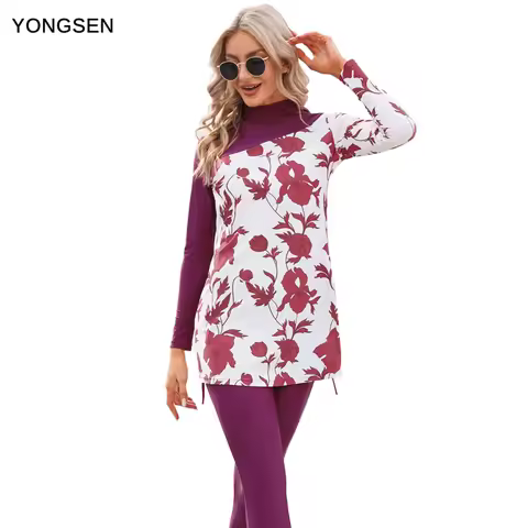YONGSEN Plus Size Swim Dress - Muslim Burkini with Skirt, Modest Islamic Beachwear (2XL-4XL)