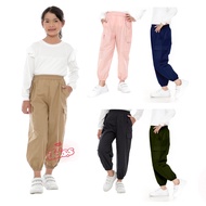 KATUN Girls' Long Jogger Pants Pocket Cargo Pants Ages 5-14 Years Cotton Children's Cargo Pants