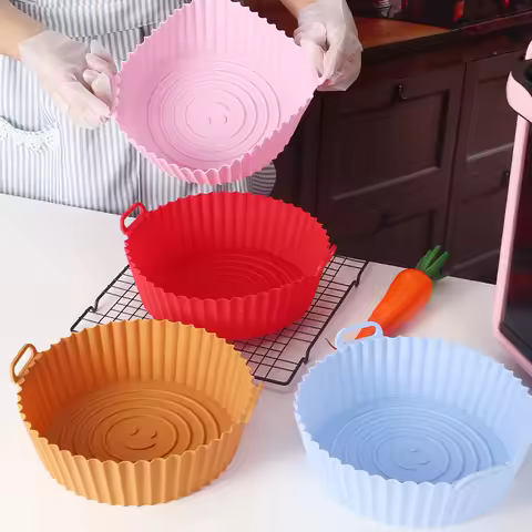 Air Fryer Silicone Liners Round Food Safe Non Stick Reusable Replacement of Parchment Liner Paper Fi