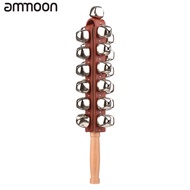 426Ammoon Hand Jingle Bells Hand Sleigh Bells ไม้ Shaker Jingle Bells Stick เครื่องดนตรี Percussion Instrument Bells สำหรับ Holiday Home Christmas Decoration