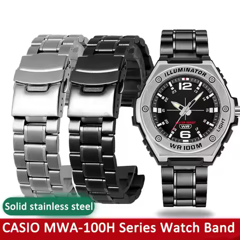 Refined Steel Watch Band for Casio Black Knight MWA-100H MWD-100H Male Modified Stainless Steel Watc