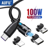 Kabel Pengecasan Magnetik AUFU 100W USB Jenis C PD Pengecasan Pantas Kabel Data Jenis-C Untuk Macboo