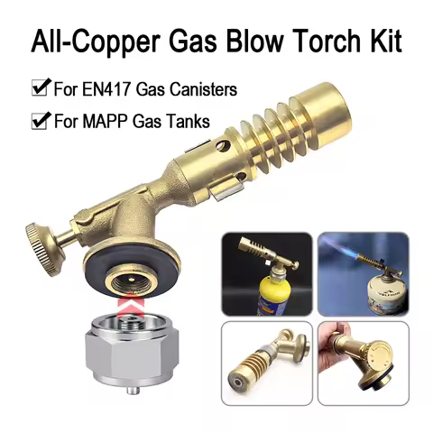 Brass Gas Torch with MAPP Cylinder Adapter EN417 Lindal Blow Torch Soldering Welding Heating & Campi