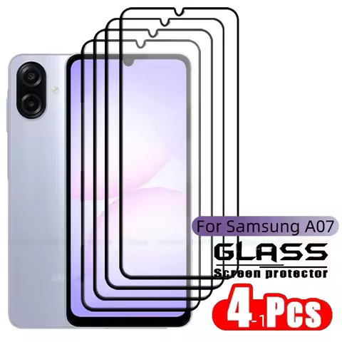 4PCS For Samsung A07 Glass Samsung A07 Tempered Glass Phone Protective Full Cover Glue HD 9H Screen 