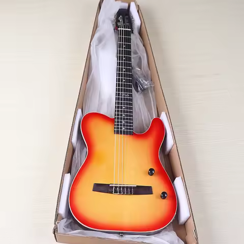 Silent Classical Guitar 39 Inch Thin Body Solid Spruce Wood Top High Glossy Silent Classical Electri