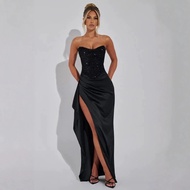 Sexy Winter 2024 Sequin Long Skirt with Wrap Top