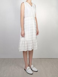 G2000 - 女士 條紋分層連身裙 (白色)