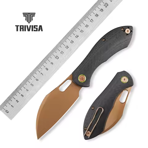 TRIVISA Pocket Folding Batwing Knife 14C28N Steel Blade G10 Handle Portable Fruit Vegetable Cutter O