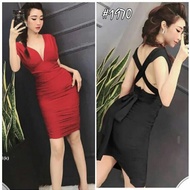 1970 dress mini korea - Dress Pendek Hitam dan Merah dengan bahan Scub