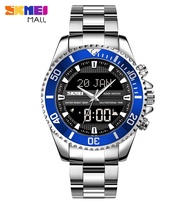SKMEI 1896ผู้ชายมุสลิมเข็มทิศ Qibla นาฬิกาสแตนเลสนาฬิกาอัตโนมัติที่สมบูรณ์ปฏิทิน12/24ชั่วโมง30เมตรกั