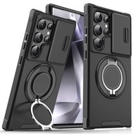 黑色 適用 Samsung 三星 A56 A36 A16 5G 手機殼 旋轉支架 鏡頭滑蓋 拉窗 車載磁吸 指環扣 全包防摔 保護套 Black Suitable for Samsung A36 5G