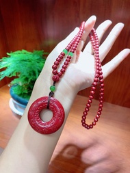 天然原礦硃砂毛衣鏈 紫金砂般若波羅蜜多心經吊墜精品