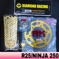 R25/NINJA 250/MT25 HEAVY DUTY 520 DIAMOND RACING HEAVY DUTY GOLD CHAIN COMBO SET