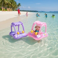 Children's awning swimming ring Baby sunscreen inflatable salbabida floater with bell toys for kids