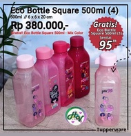 Tupperware Eco Bottle 500ml Square Botol Air Minum