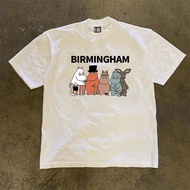 Cotton Anime Theme T-Shirt: In Moomin Family Cartoon Image with "BIRMINGHAM" Text, Cute Style and An