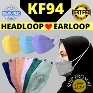 【KF94 HEADLOOP MASK】KOREAN 4PLY  Adult Mask Head Loop Fish Face Mask Hijab Mask Pelitup Muka KF 94 [10pcs Pack] EASYCARE