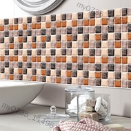 my0735_11496 6PCS 3D Mosaic Waterproof Bathroom Kitchen Decoration PVC Tiles Decal Sticker