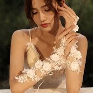 Wedding Gloves Wedding Ceremony Host Birthday Banquet Flower Lace Lace Long Sleeves Hollow Photograp