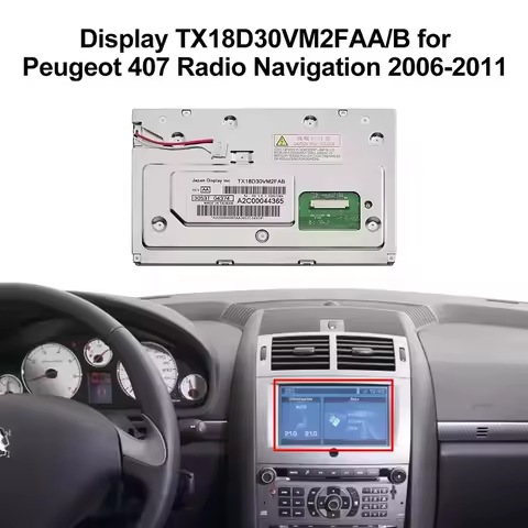 Display for Peugeot 308 407 807 Radio Navigation TX18D30VM2FAA/B Dashboard Screen Replacement for Ca