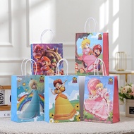 Super Mario Bros Kraft Paper Bags Happy Birthday Party Decoration Paper Box Peach Princess Birthday Party Supplies Thanks Package