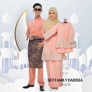 [peach] Sedondon Family Set Darissa kebaya moden lace ibu anak baju melayu cekak musang ayah anak