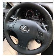 DIY Black Microfiber Leather Anti-Slip Car Steering Wheel Braided Cover for Lexus IS250 IS250C S350 