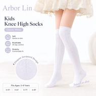 Girls' jacquard over-the-knee socks, 3 pairs, ages 3-8, suitable for school and everyday wear