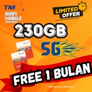UNIFI POSTPAID 230GB 5G HIGHSPEED PLAN / UNLIMITED CALL / ADA SIM CARD