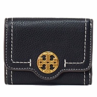 【TORY BURCH】雙T-LOGO皮革短夾-黑色