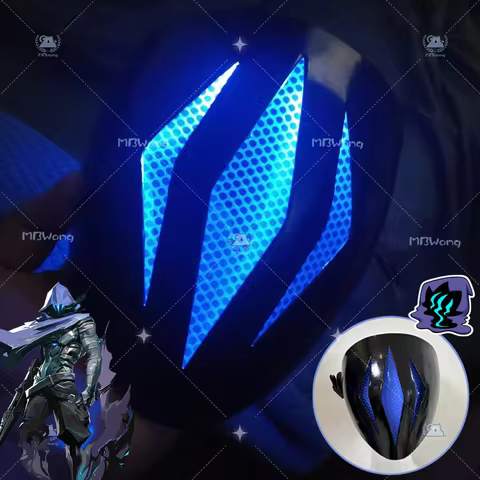 Game Valor Omen Cosplay Prop Omen Cosplay Mask Ghost Omen Role Play Visible Blue Fluorescence Mask F
