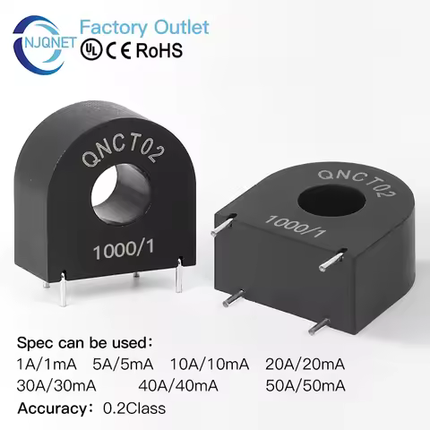 Miniature Precision AC Current Transformer QNCT02 10A 10mA 10A 5mA 20A 20mA 1000/1 2000/1 Micro Curr