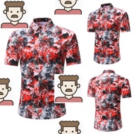 dd173cu kemeja batik bunga flora merah baju lelaki