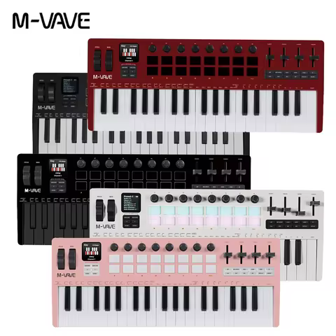 M-VAVE SMK-37 PRO 37-Key MIDI Controller with Built-in Synth Engine | 8 Knobs + 64 RGB Pads for Musi