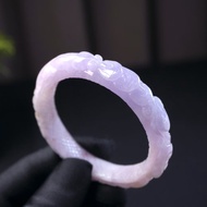 紫羅蘭灑金翡翠雕花鐲手鐲 | 17.5圍 | 天然緬甸玉翡翠A貨 | 送禮