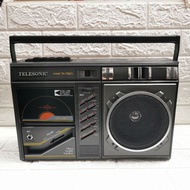 TELESONIC TA 118 EQ VINTAGE RADIO OLD SCHOOL CASSETTE PLAYER ROTATING CASSETTE TAPE SPEAKER PORTABLE