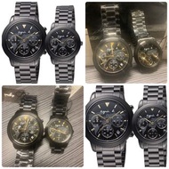 全新 agnès b.  Agnes b watch 環遊世界地圖計時腕錶(BT3020X1）/（BP6014X1) 39 / 32mm黑金 不鏽鋼 3眼計時 石英錶 手錶 black gold 男女