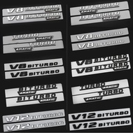 Letter Emblem for V12 BITURBO V8 BITURBO 4MATIC+ TURBO 4MATIC Car Styling Fender Logo Sticker Chrome