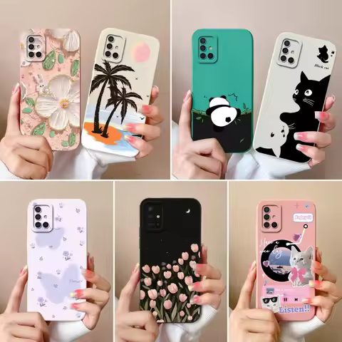 Case For Samsung A51 A71 A31 Back Cover For Samsung A 51 71 31 Camera Protection Soft Liqiud Silicon