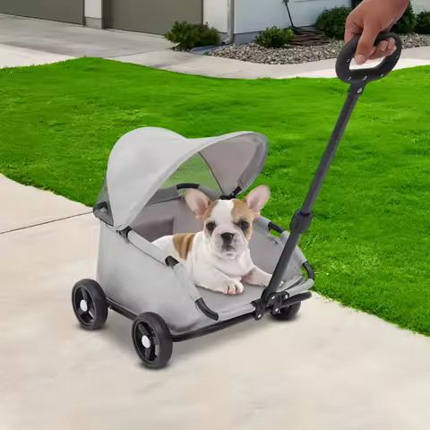 Small Dog Stroller 4 Wheels Folding Dog Cart Pet Stroller for Travelling Shopping Walking for Small 