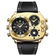 Creative Gold Big Watch Men Quartz Multi Dials Compass Watches Large Dial Military Sport Wristwatch Male Leather Strap Clock SAYUE