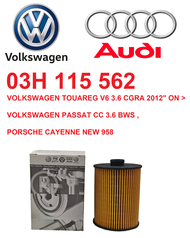 OIL FILTER VOLKSWAGEN TOUAREG V6 3.6 CGRA 2012> PASSAT CC 3.6 BWS PORSCHE CAYENNE 3.6 958 03H 115 56