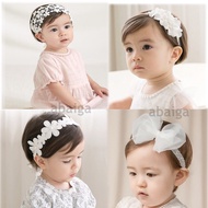 White Baptism Baby Girl Headband Newborn Princess Flower Hair Accessories Infant Ribbons Wedding Par