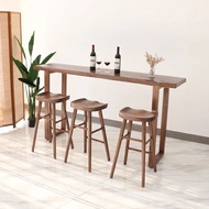 Solid Wood Bar Counter Leisure Table Household High Legged Table Balcony Against Natural Edge Tavolo