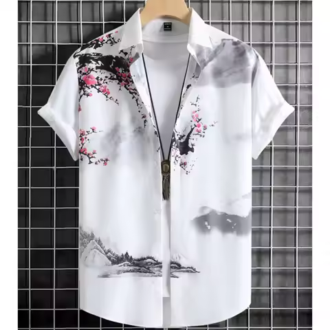 Oversized Hawaiian Simple Men'S Shirt Fashion 3d Printed Casual Retro Top Loose Wear Every Day Short