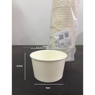 50pcs Disposable Paper Bowl 390cc White Kraft Paper