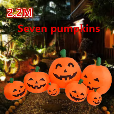 Halloween 2.2M inflatable luminous seven pumpkin decorations party built-in LED lights outdoor court