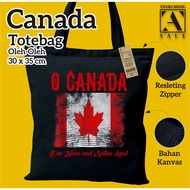 Souvenir Totebag by canada canada canada black & white drill material premium zipper gift