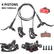 MEROCA 4-Piston MTB Hydraulic Brake Set With Silicone Protective Cover Front And Rear Brake 800mm/14
